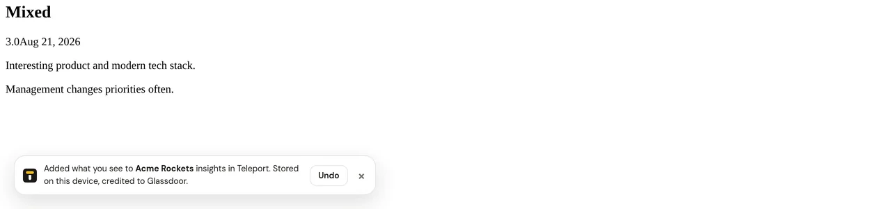 The capture chip on a review page with an Undo button